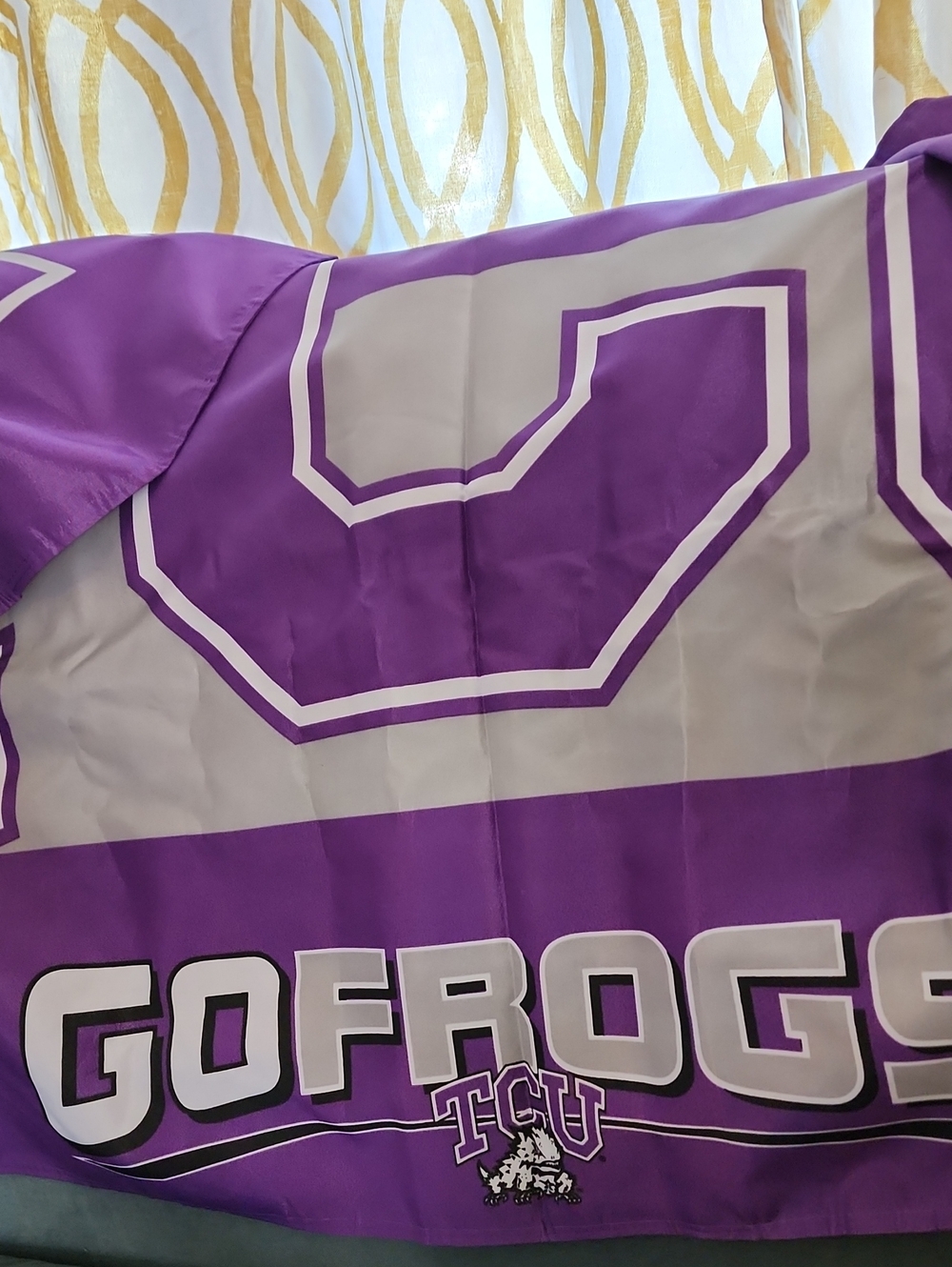 TCU Purple, Siver/ White GoFrogs! 3'x5' 2-sided Decorative Flag. New